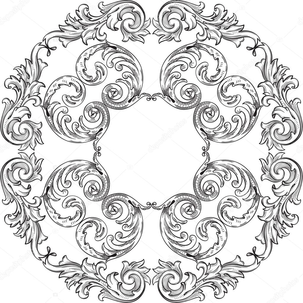 Vintage baroque art rosette nice pattern
