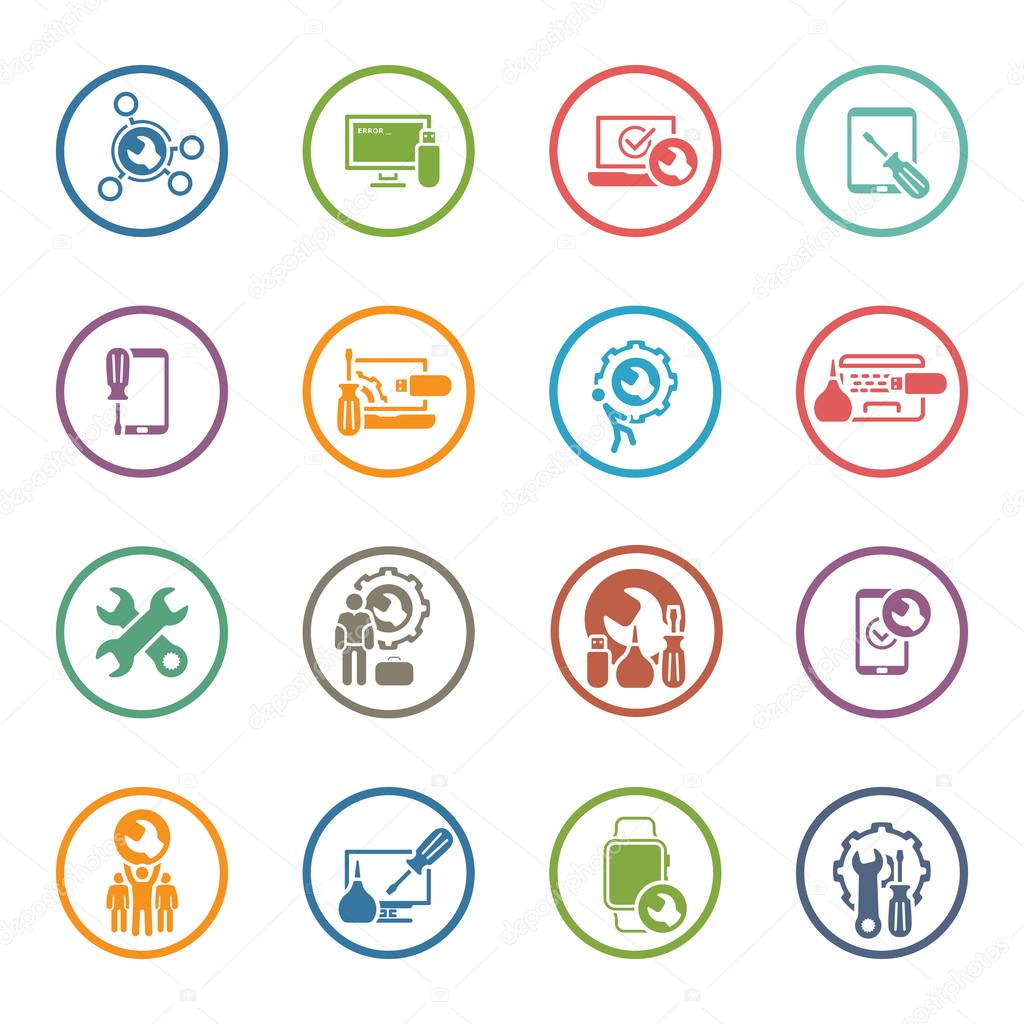 Repair Service and Maintenance Icons Set.