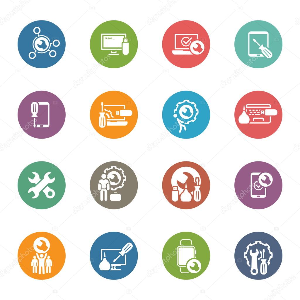 Repair Service and Maintenance Icons Set.