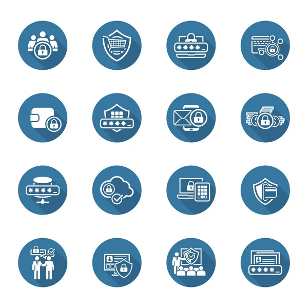 Conjunto de ícones de proteção e segurança de design plano . —  Vetores de Stock