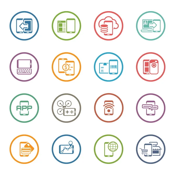 Flat Design Mobile Devices and Services Icons Set. — Stock Vector