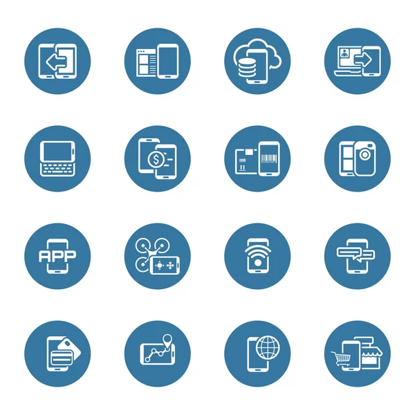 Conjunto de ícones de dispositivos e serviços móveis de design plano . — Vetor de Stock