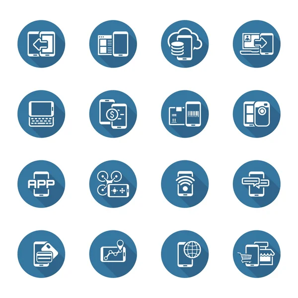 Conjunto de ícones de dispositivos e serviços móveis de design plano . — Vetor de Stock