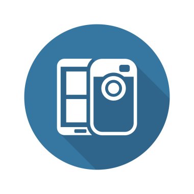 Hareket eden fotoğraf bloglama simgesini. Düz tasarım.
