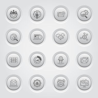 Düz tasarım iş Icons Set.