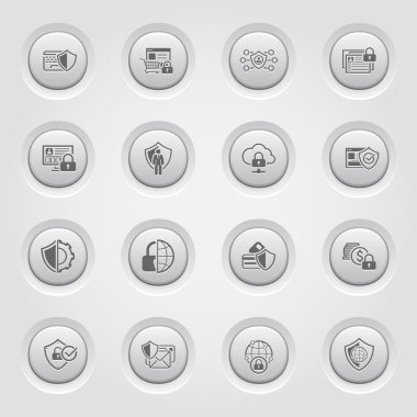 Düğme tasarım koruma ve güvenlik Icons Set