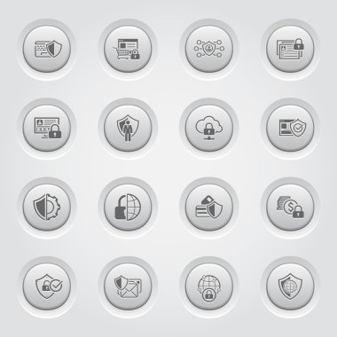 Düğme tasarım koruma ve güvenlik Icons Set