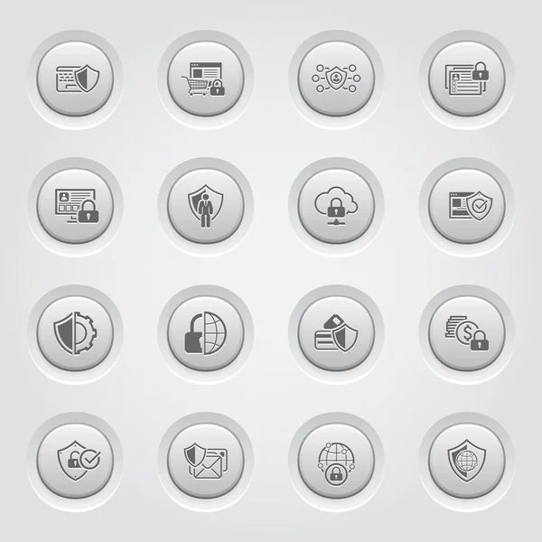 Кнопка дизайн охорони та безпеки набір іконок — стоковий вектор