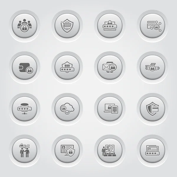 Knop ontwerp bescherming en veiligheid Icons Set — Stockvector