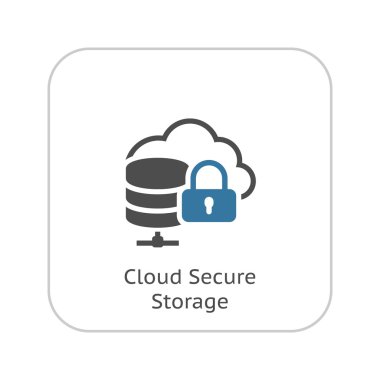 Bulut güvenli depolama simgesi. Düz tasarım.