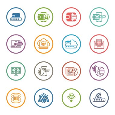 Düz tasarım güvenlik ve koruma Icons Set.