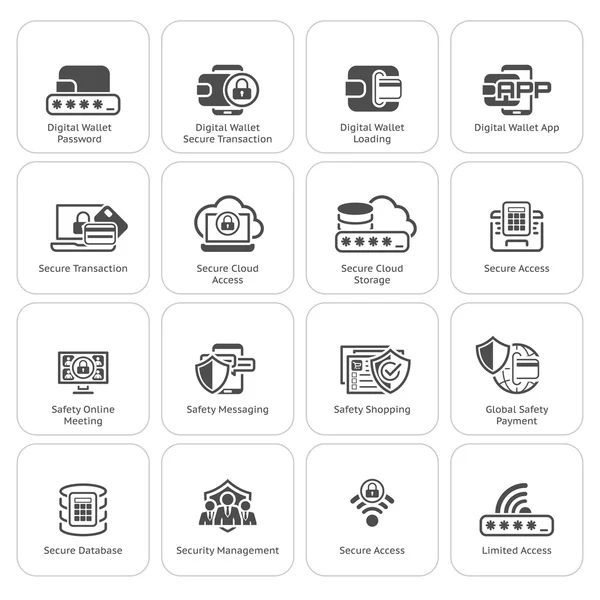 Conjunto de iconos de seguridad y protección de diseño plano . — Archivo Imágenes Vectoriales