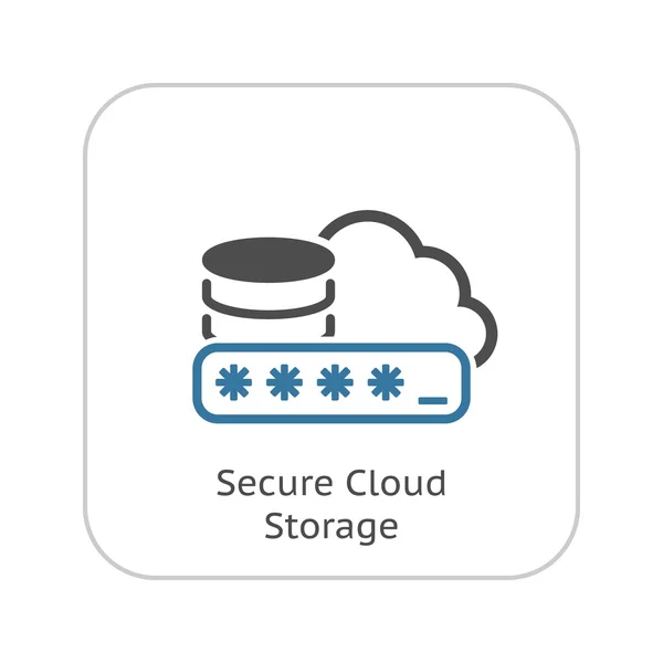 Secure Cloud Storage Icon. Design plano . — Vetor de Stock