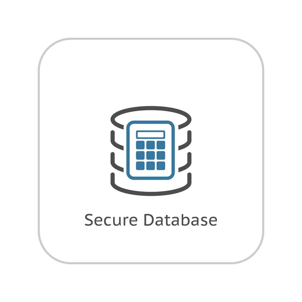 Het pictogram van de beveiligde Database. Vlakke Design. — Stockvector