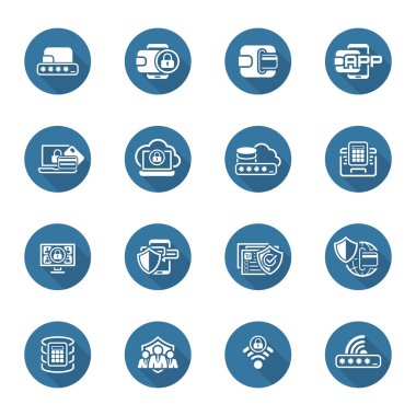 Düz tasarım güvenlik ve koruma Icons Set.
