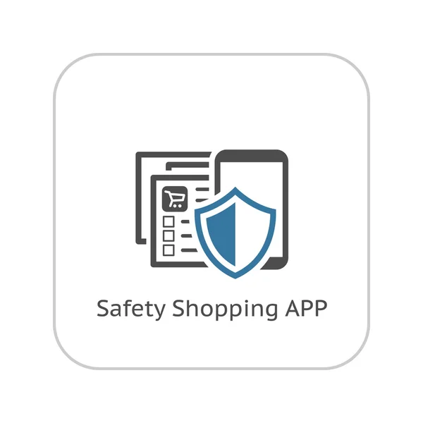 Sicherheitseinkaufs-App-Symbol. flache Bauweise. — Stockvektor
