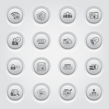Düğmeyi tasarımı güvenlik ve koruma Icons Set.