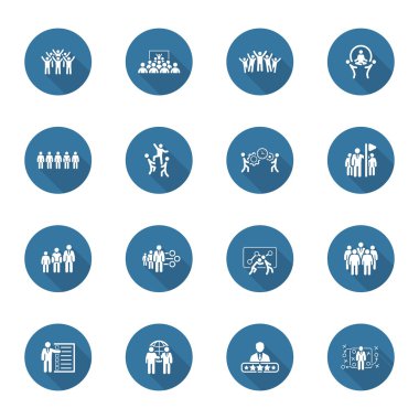 Düz tasarım iş takım simgeler kümesi.