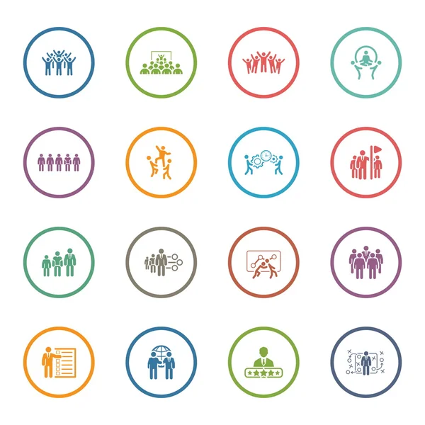 Vlakke Design Business Team Icons Set. — Stockvector