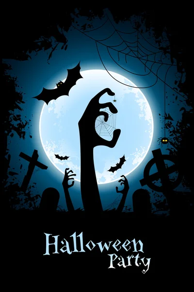 Zombie Halloween Party plakat. Kartka świąteczna. — Wektor stockowy