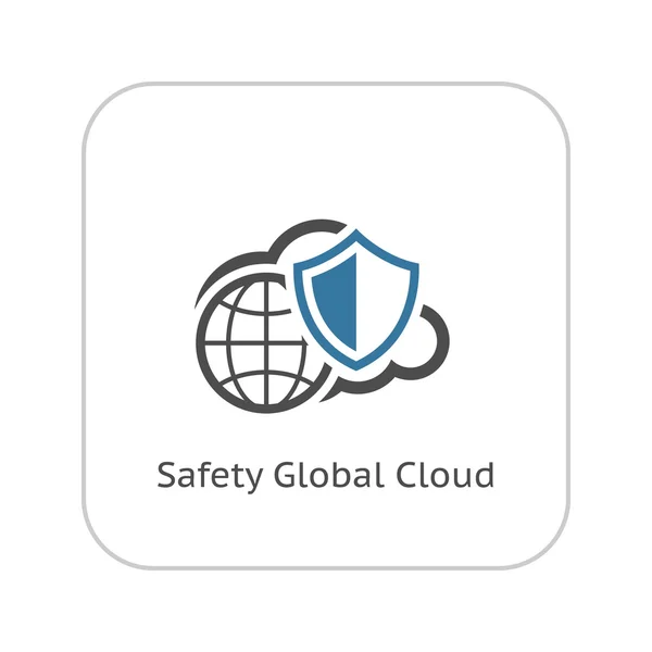 Safety Global Cloud Icon. Flat Design. — Stock Vector