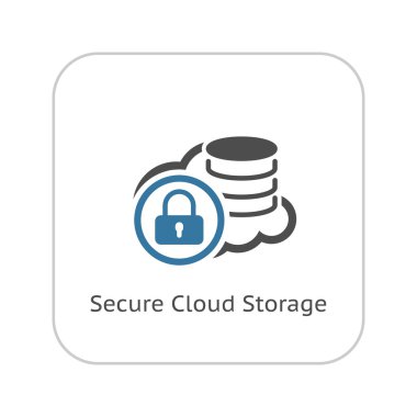 Bulut depolama simgesini güvenli. Düz tasarım.