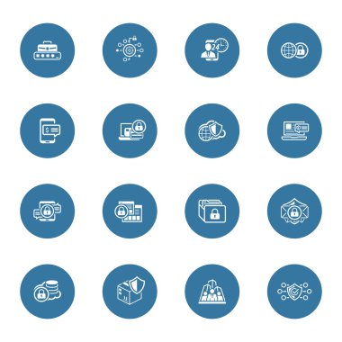 Düz tasarım güvenlik ve koruma Icons Set.