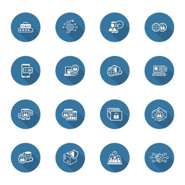 Düz tasarım güvenlik ve koruma Icons Set.