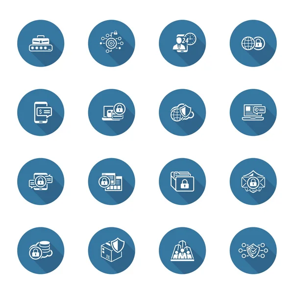 Conjunto de iconos de seguridad y protección de diseño plano . — Vector de stock