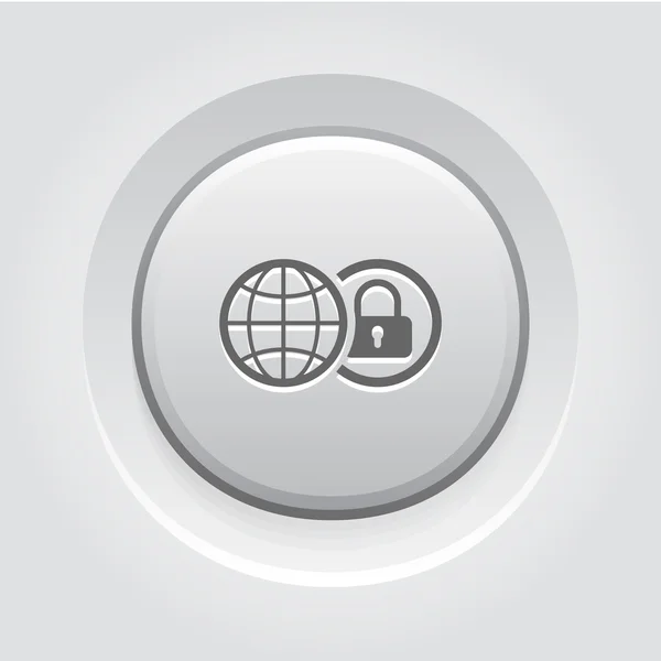 Εικονίδιο παγκόσμια ασφάλεια. Γκρι κουμπί Σχεδίαση. — Διανυσματικό Αρχείο