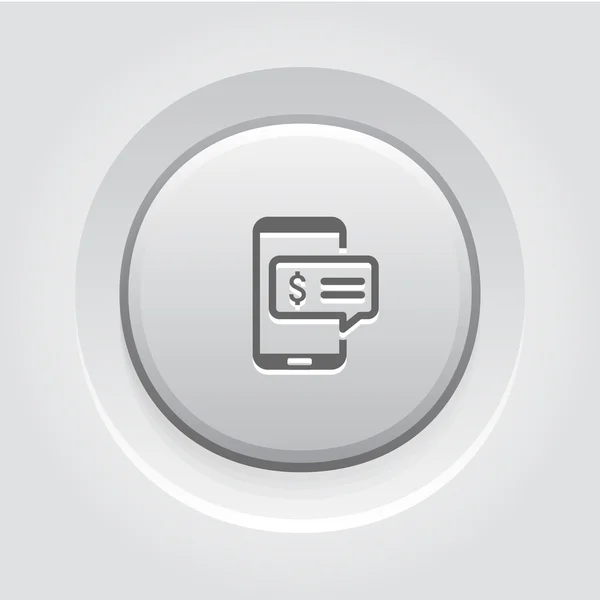 Icône de notification SMS. Conception de bouton gris . — Image vectorielle