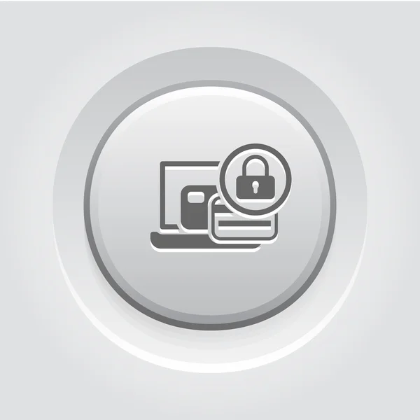 Icône de paiement sécurisé. Conception de bouton gris . — Image vectorielle