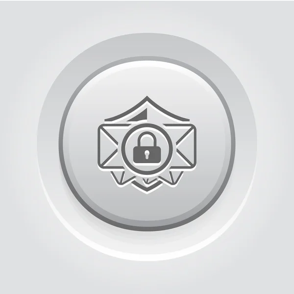 Email Icône de sécurité. Conception de bouton gris . — Image vectorielle