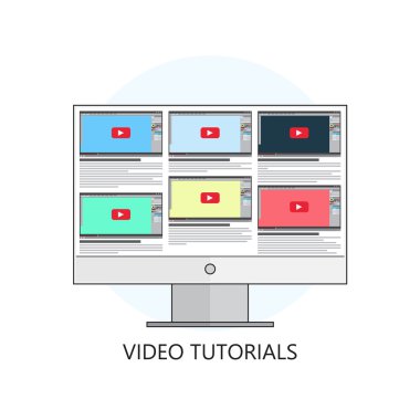 Düz vektör çizim. Video öğreticiler. Çalışma ve con öğrenme