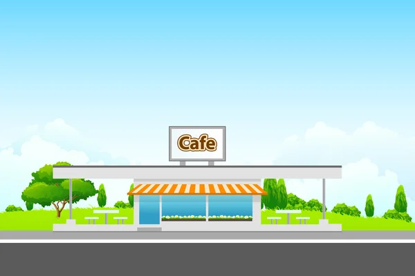 Landschaft mit Café-Gebäude — Stockvektor