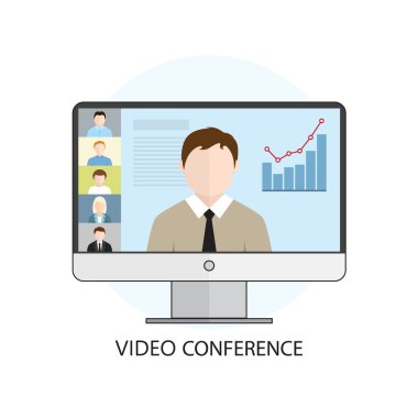 Düz renkli vektör çizim tasarım video confe için