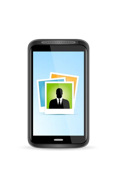 Touchscreen Smart Phone with Icon of Photo Application. Isolated — Stock Vector