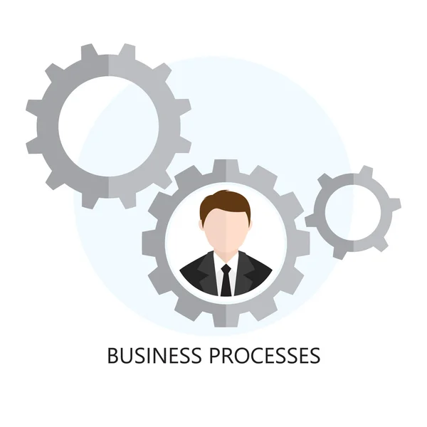 Processi aziendali Icona Design piatto Concetto — Vettoriale Stock