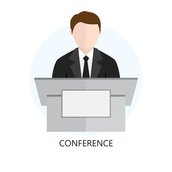 Conceito de projeto plano de ícone de conferência —  Vetores de Stock