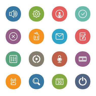 Düz renkli simge seti