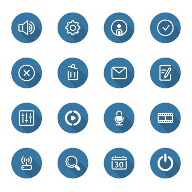 Düz Tasarım Icon Set. Uzun Gölge.