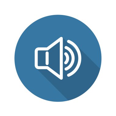 Ses hoparlör. Düz simgesi tasarım uzun gölge ile.