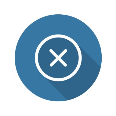 Simge kapatın. Sil düğmesi. Düz tasarım. Uzun Gölge.