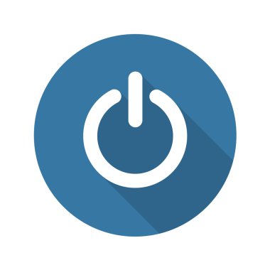 Güç işareti simgesi. Düz tasarım. Uzun Gölge.