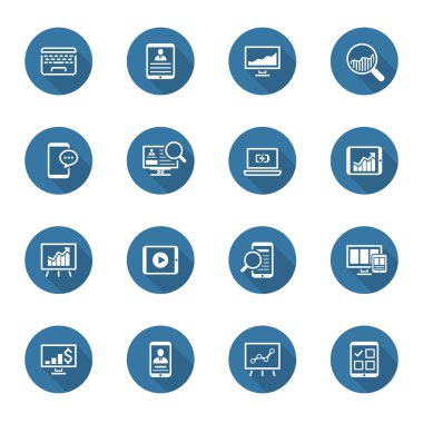 Düz Tasarım Icon Set. Uzun Gölge.