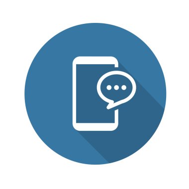 Düz telefon ileti simgesi. Uzun Gölge.