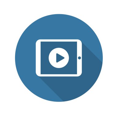 Medya Tablet üzerinde oynamak. Düz tasarım. Uzun Gölge.