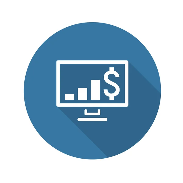 Gráfico de Negocios en Escritorio. Diseño plano. Sombra larga . — Vector de stock