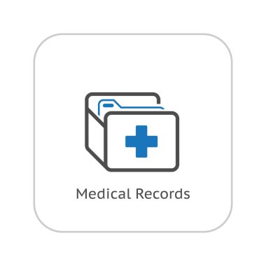 Tıbbi kayıtları ve Sağlık Hizmetleri simgesi. Düz tasarım.