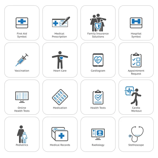 Medische & gezondheidszorg Icons Set. Platte ontwerp. — Stockvector